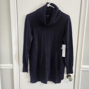 New TRIBAL Brand Sweater Women Petite Small Black Cowl Neck Knit Top Long Sleeve